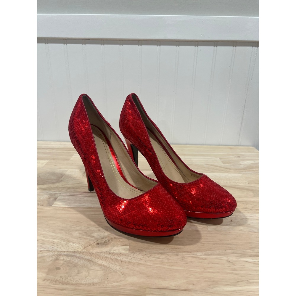 Cole Haan Chelsea Pump Heels Ruby Red Sequin Women Size 10